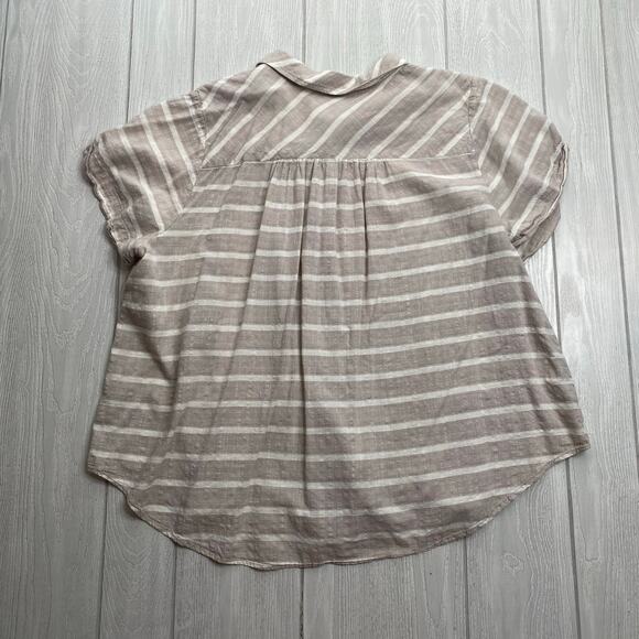 Torrid Women's Tan & White Striped Button Front Gauze Blouse Plus Size 3X - Picture 3 of 9